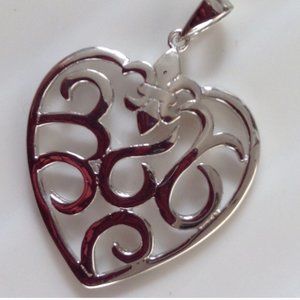 Sterling Sliver Large Heart Pendant stamped 925